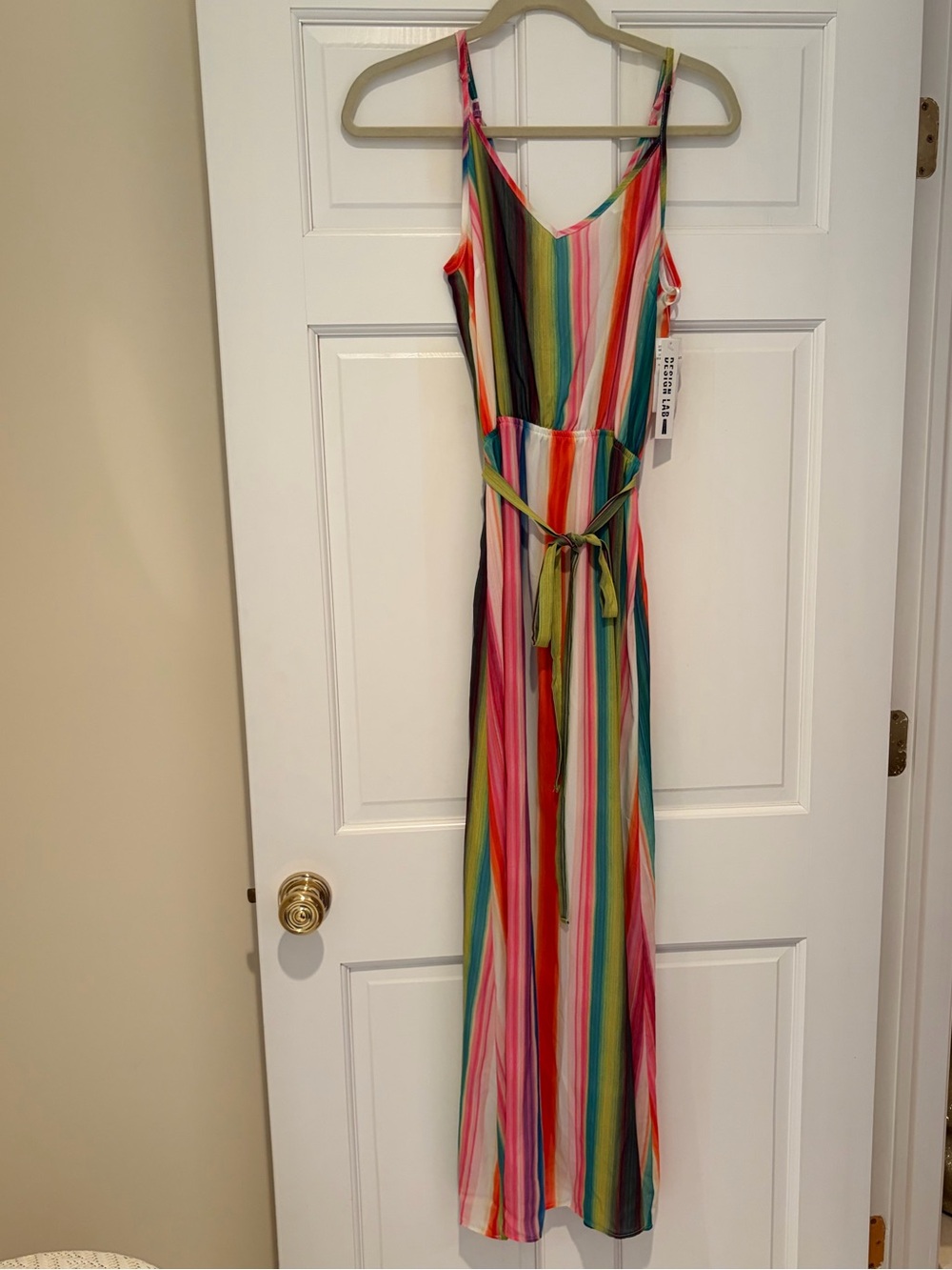 NWT Lord & Taylor Design Lab Multicolor Striped Maxi Dress with Waist Tie